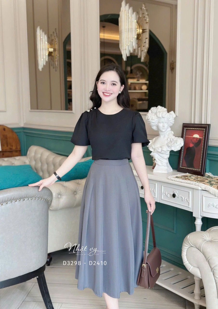  Chân váy xếp ly form dáng dài - D3298 