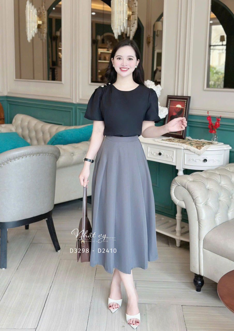  Chân váy xếp ly form dáng dài - D3298 