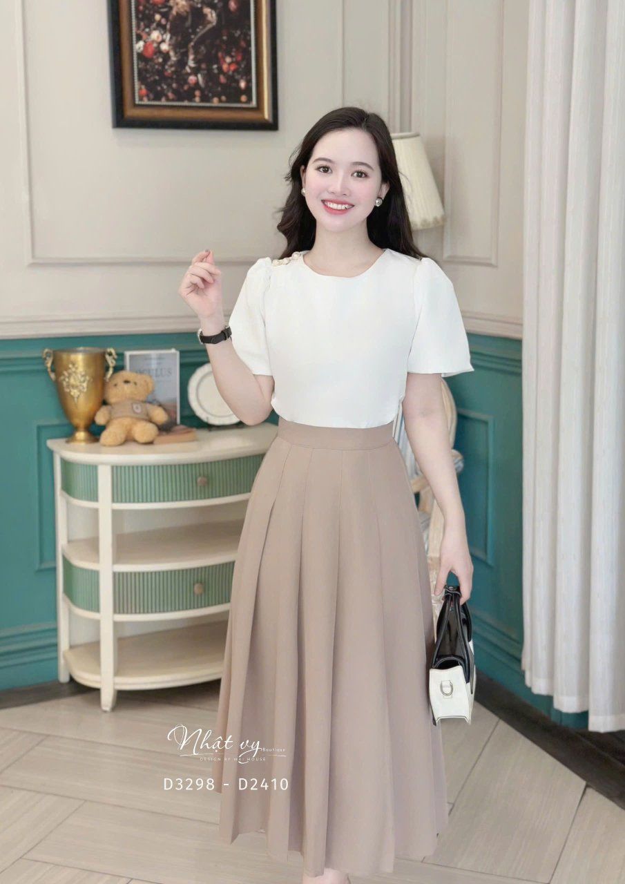  Chân váy xếp ly form dáng dài - D3298 