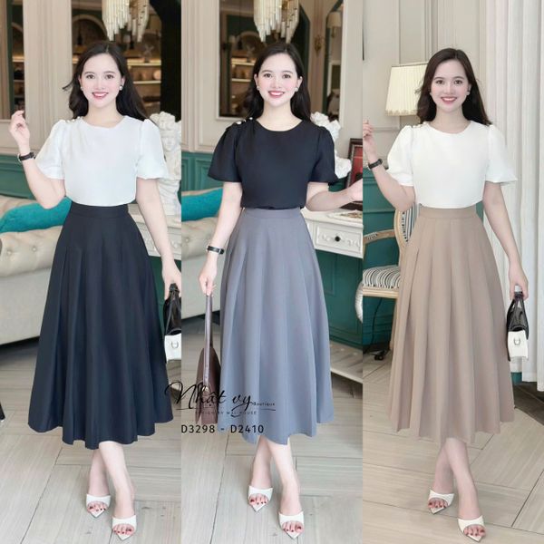  Chân váy xếp ly form dáng dài - D3298 