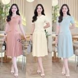  Đầm cổ tim đính nút bọc form dáng dài - D3299 