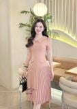  Đầm cổ tim đính nút bọc form dáng dài - D3299 