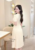  Đầm cổ tim đính nút bọc form dáng dài - D3299 