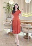  Đầm cổ tim đính nút bọc form dáng dài - D3299 