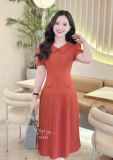  Đầm cổ tim đính nút bọc form dáng dài - D3299 