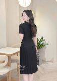  Đầm cổ tim đính nút bọc form dáng dài - D3299 