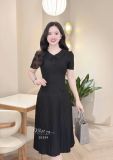  Đầm cổ tim đính nút bọc form dáng dài - D3299 