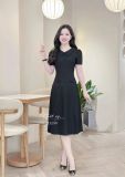  Đầm cổ tim đính nút bọc form dáng dài - D3299 