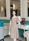  Đầm cổ vuông xếp ly eo cách điệu form dáng ôm - D3301 