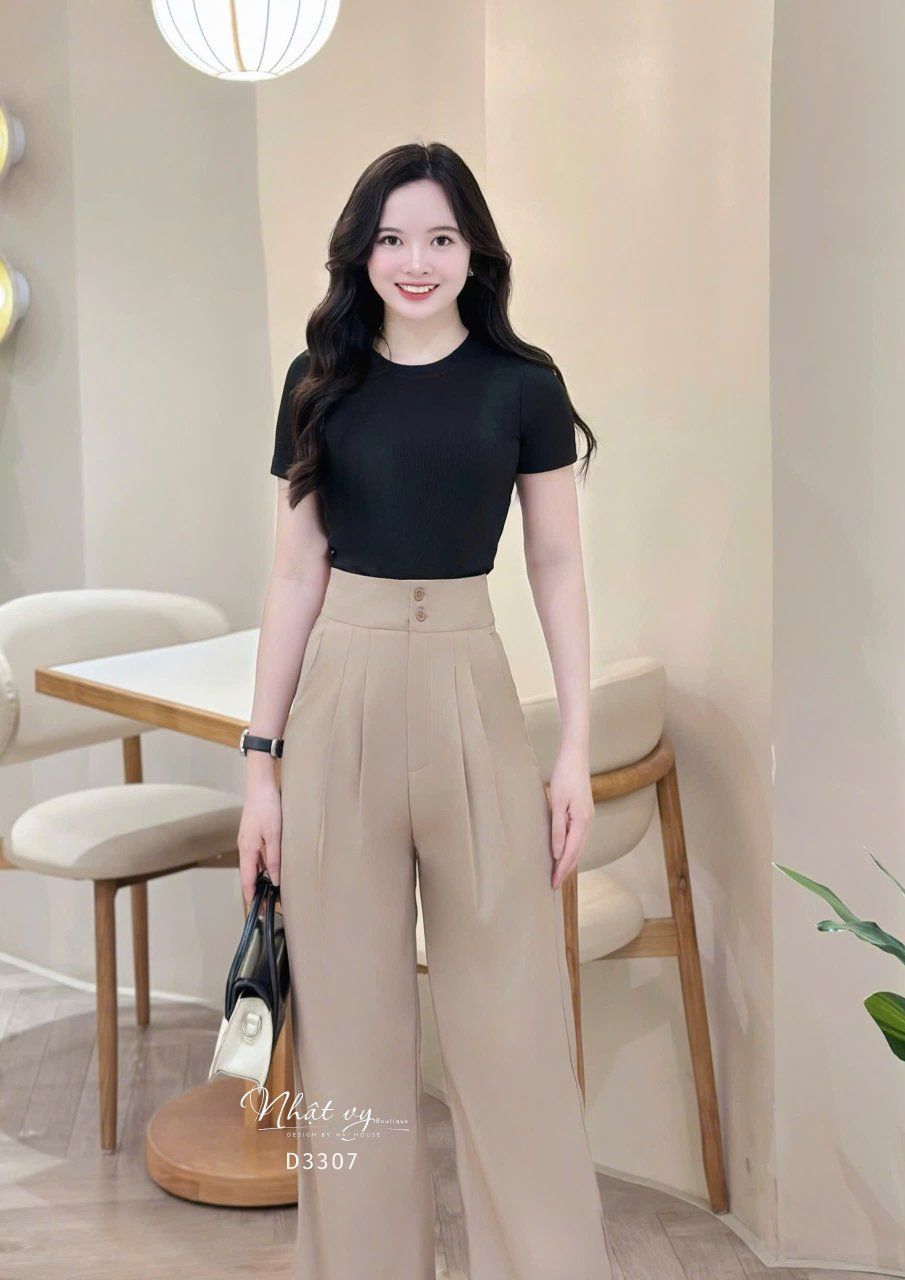  Quần ống dáng suông lưng cao - D3307 
