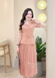  Đầm peplum cổ V đính nút bọc - D3309 