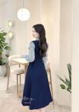  Đầm phối cổ sơ mi tay dài form dáng xoè - D3313 