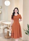  Đầm cổ tròn đắp túi giả form dáng ôm - D3314 