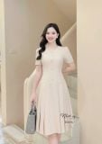  Đầm cổ tròn đắp túi giả form dáng ôm - D3314 