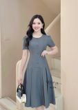  Đầm cổ tròn đắp túi giả form dáng ôm - D3314 