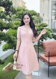  Đầm cổ V nút bọc form dáng xoè đính ren - D3315 