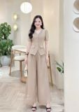  Áo peplum cổ tim đính túi giả - D3321 