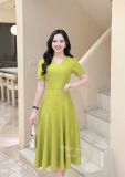  Đầm cổ V dáng xòe đính cúc kiểu - D3325 