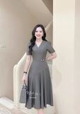  Đầm cổ V dáng xòe đính cúc kiểu - D3325 