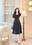  Đầm nhún ngực cách điệu đính nút bọc form dáng xoè - D3332 