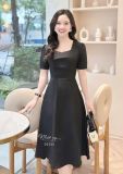 Đầm nhún ngực cách điệu đính nút bọc form dáng xoè - D3332 