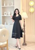  Đầm nhún ngực cách điệu đính nút bọc form dáng xoè - D3332 