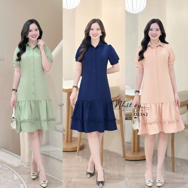  Đầm suông cổ sơ mi - D3342 