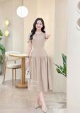  Đầm xẻ vai cổ nhún form dáng xòe - D3344 