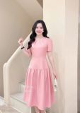  Đầm xẻ vai cổ nhún form dáng xòe - D3344 