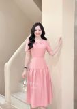  Đầm xẻ vai cổ nhún form dáng xòe - D3344 