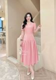  Đầm xẻ vai cổ nhún form dáng xòe - D3344 