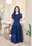 Đầm xẻ vai cổ nhún form dáng xòe - D3344 