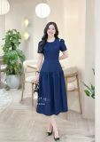  Đầm xẻ vai cổ nhún form dáng xòe - D3344 
