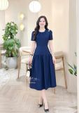  Đầm xẻ vai cổ nhún form dáng xòe - D3344 