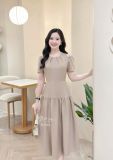  Đầm xẻ vai cổ nhún form dáng xòe - D3344 