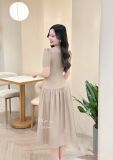  Đầm xẻ vai cổ nhún form dáng xòe - D3344 