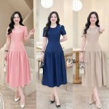  Đầm xẻ vai cổ nhún form dáng xòe - D3344 
