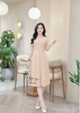  Đầm cổ tròn dáng ôm đơn giản đính cúc bọc - D3346 
