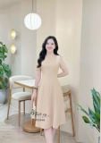  Đầm cổ tròn dáng ôm đơn giản đính cúc bọc - D3346 