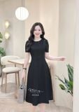  Đầm cổ tròn dáng ôm đơn giản đính cúc bọc - D3346 
