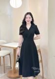  Đầm cổ V nhấn eo cách điệu form dáng xoè - D3348 