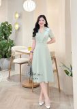  Đầm cổ V nhấn eo cách điệu form dáng xoè - D3348 