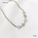  LẮC TAY CỎ 4 LÁ PHỐI KÈM HOA ĐÁ - LT606 