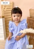  ĐẦM BÉ CARO CỔ V PHỐI BÈO M04 