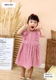  ĐẦM BÉ CARO CỔ V PHỐI BÈO M04 