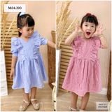  ĐẦM BÉ CARO CỔ V PHỐI BÈO M04 