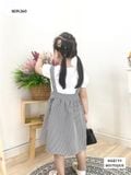  Set yếm bé caro áo trơn trắng - M39 
