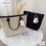  TÚI TRƠN FORM TO + MÓC KHOÁ BÒ SỮA - TX107 