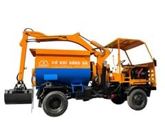 Máy trộn bê tông tự cấp liệu bồn ngang 18 bao 2 cầu động cơ 4 máy