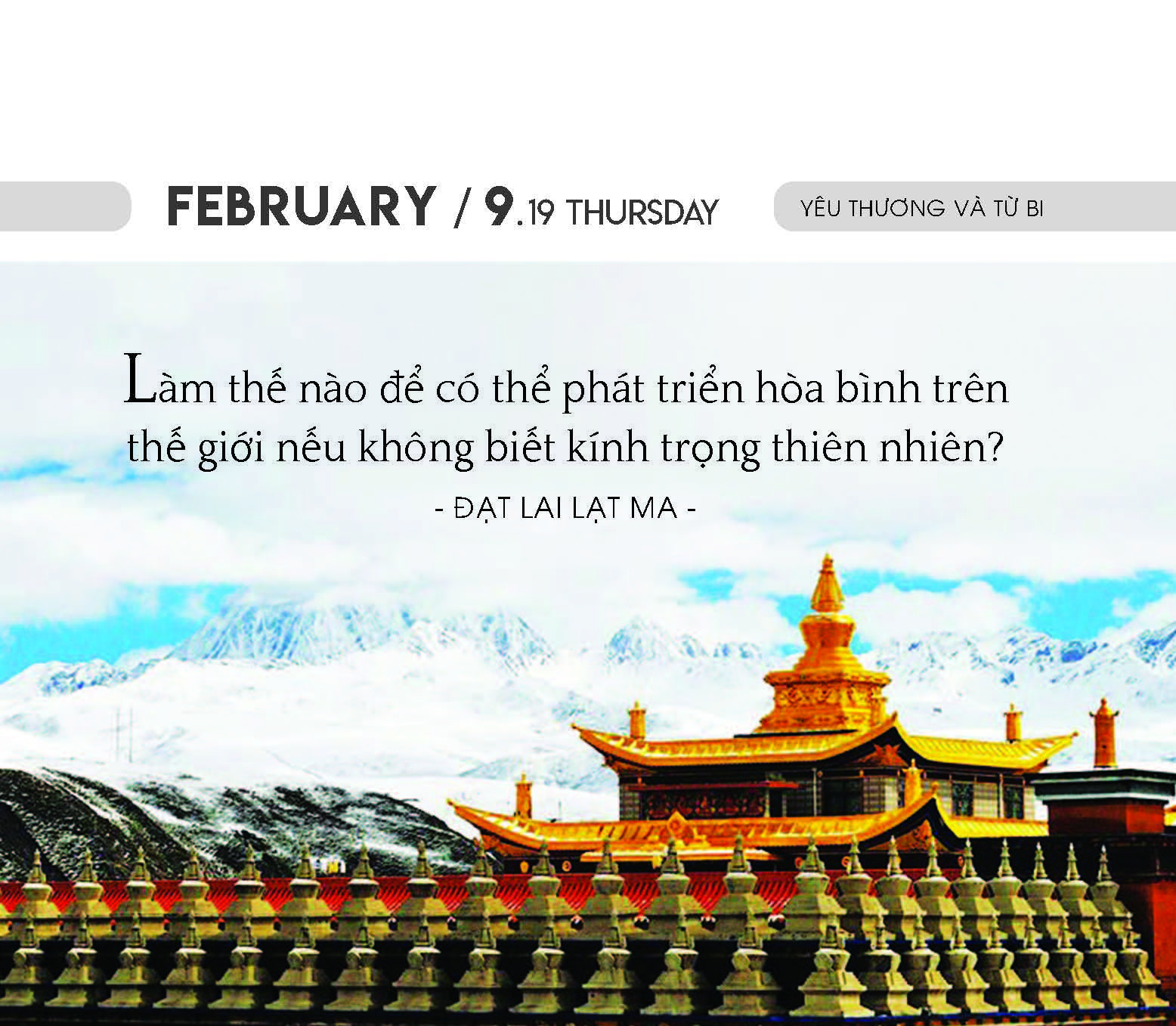 LỊCH BÀN QUÝ MÃO 2023 - YÊU THƯƠNG VÀ TỪ BI